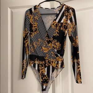 Charlotte Russe Gold and Black Bodysuit